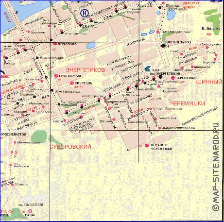 Transporte mapa de Krasnoyarsk