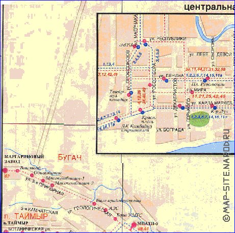 Transport carte de Krasnoiarsk