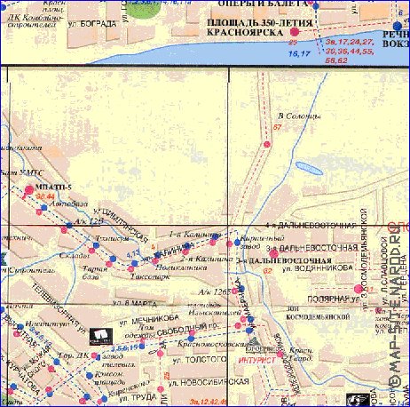 Transporte mapa de Krasnoyarsk