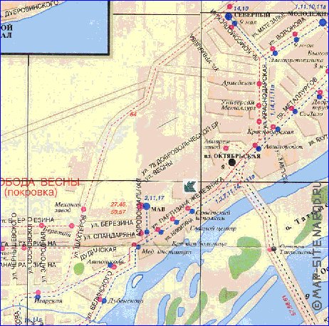 Transporte mapa de Krasnoyarsk