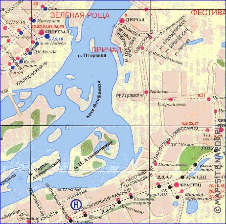 Transporte mapa de Krasnoyarsk