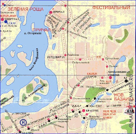 Transport carte de Krasnoiarsk