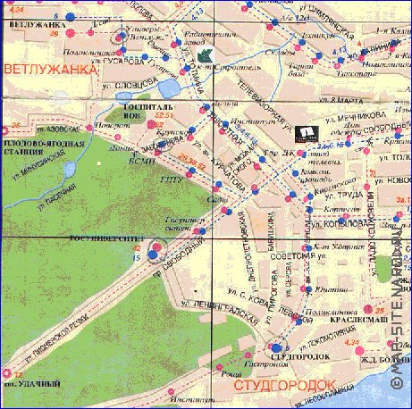 Transporte mapa de Krasnoyarsk