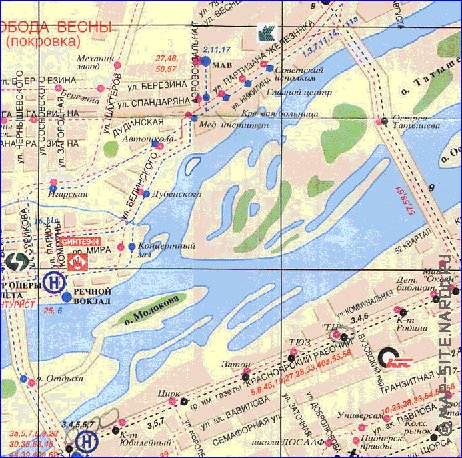 Transporte mapa de Krasnoyarsk