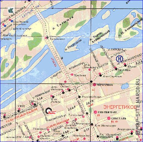 Transport carte de Krasnoiarsk