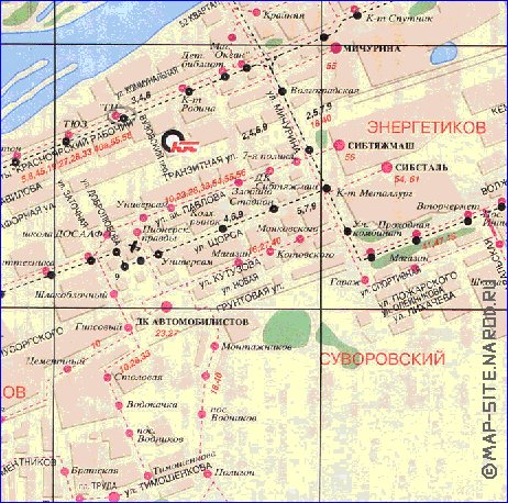 Transport carte de Krasnoiarsk