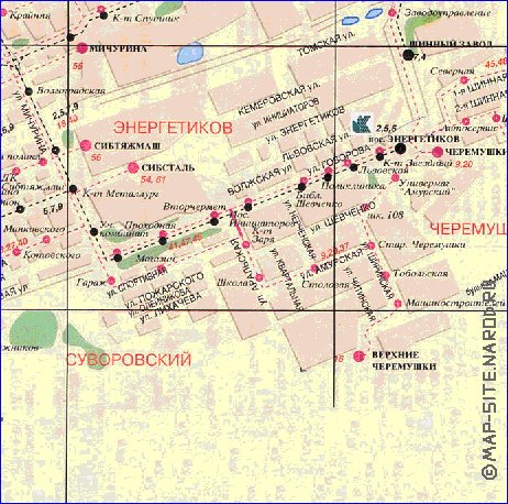 Transporte mapa de Krasnoyarsk