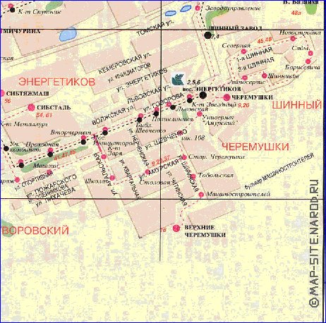 Transporte mapa de Krasnoyarsk