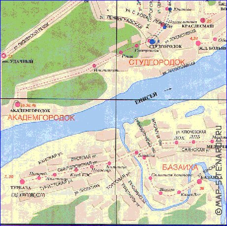 Transporte mapa de Krasnoyarsk