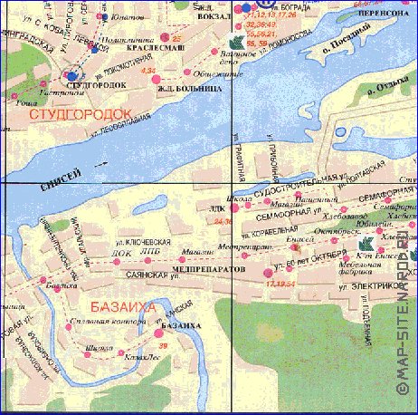 Transporte mapa de Krasnoyarsk