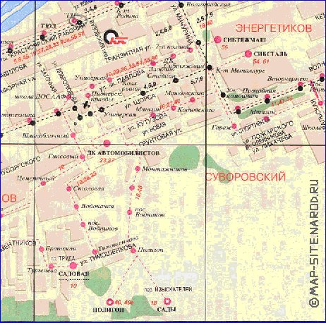 Transporte mapa de Krasnoyarsk