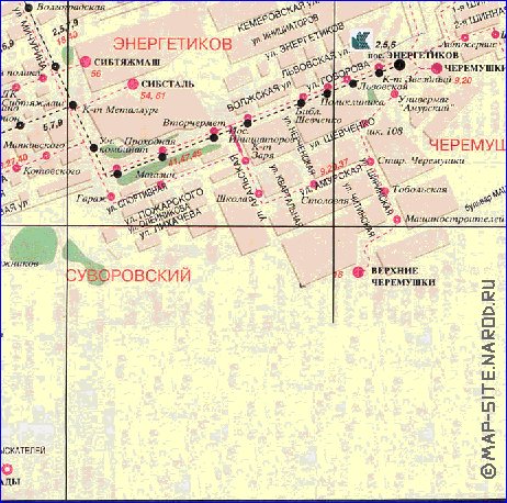 Transporte mapa de Krasnoyarsk