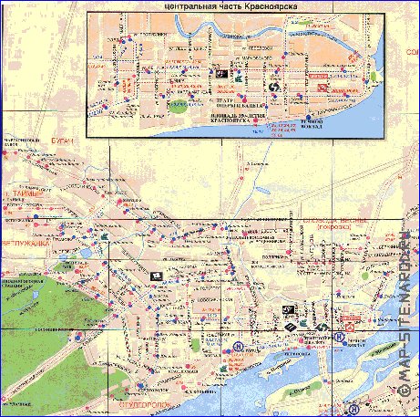 Transporte mapa de Krasnoyarsk