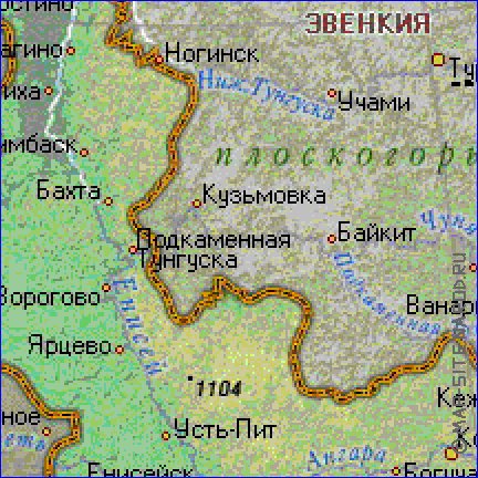 carte de Krai de Krasnoiarsk