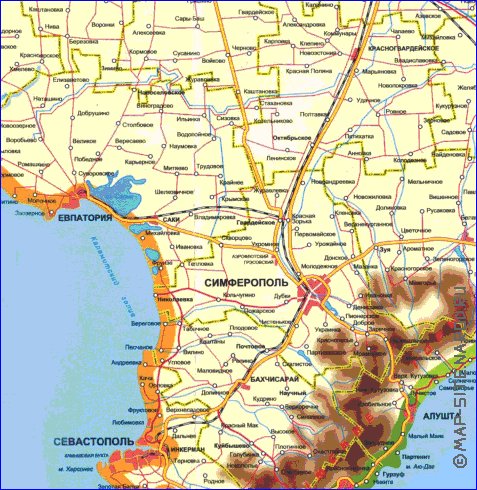 Administrativa mapa de Crimeia