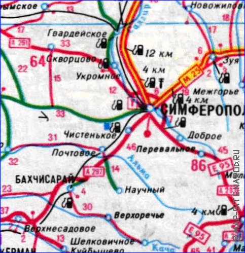 mapa de de estradas Crimeia