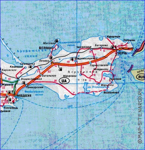 mapa de de estradas Crimeia