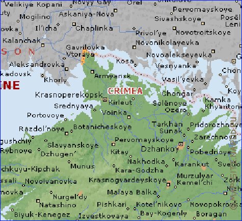 Fisica mapa de Crimeia em ingles