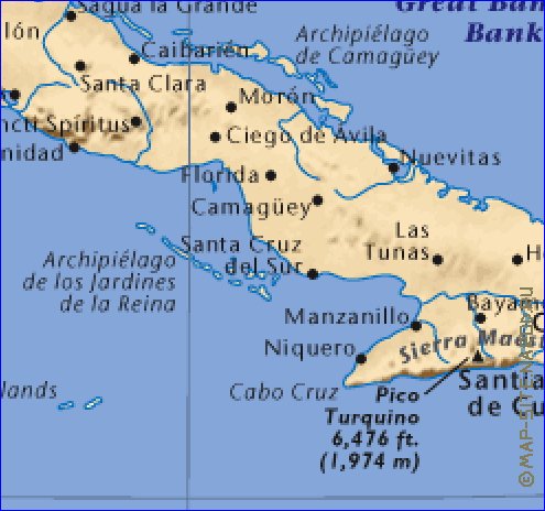 carte de Cuba en anglais