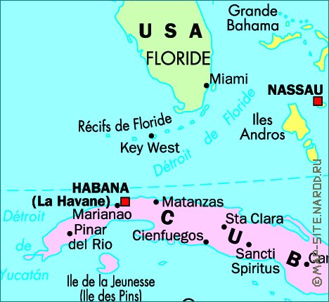 mapa de Cuba em frances