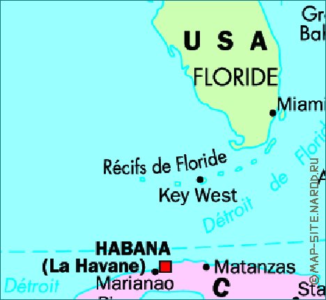 mapa de Cuba em frances