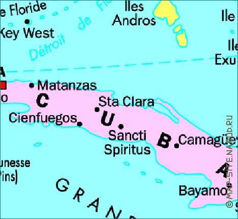 mapa de Cuba em frances