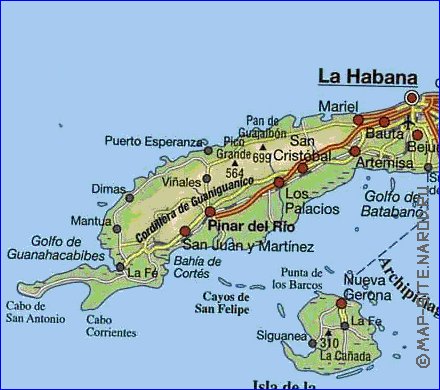 Transporte mapa de Cuba