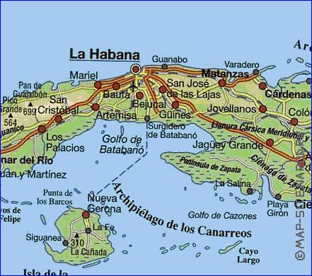 Transporte mapa de Cuba