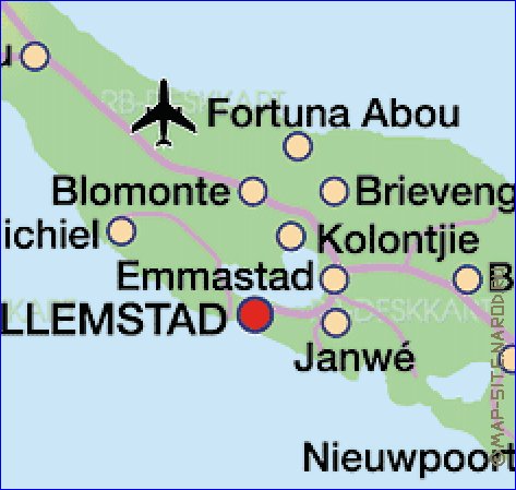 mapa de Curacao em alemao