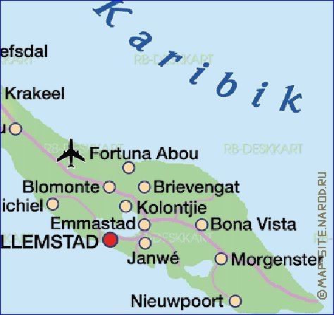 mapa de Curacao em alemao