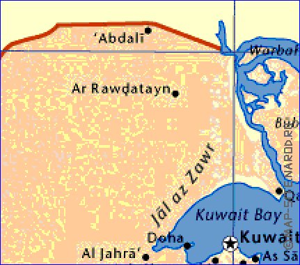 mapa de Kuwait em ingles