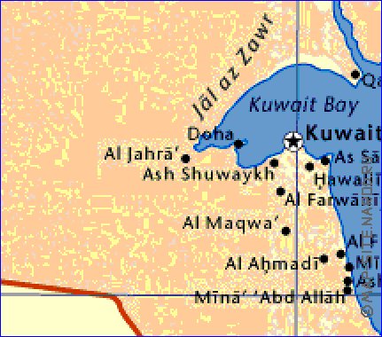 mapa de Kuwait em ingles