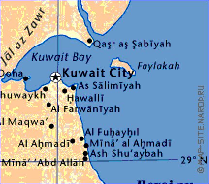 mapa de Kuwait em ingles