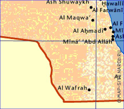 mapa de Kuwait em ingles