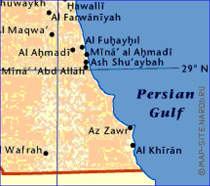 mapa de Kuwait em ingles