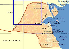 carte de Koweit en anglais