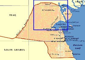 mapa de Kuwait em ingles