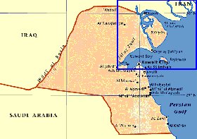 mapa de Kuwait em ingles