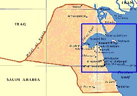 mapa de Kuwait em ingles