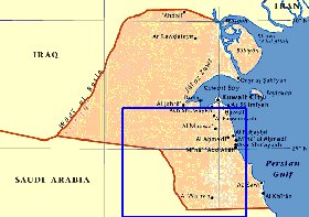 mapa de Kuwait em ingles