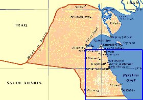 mapa de Kuwait em ingles