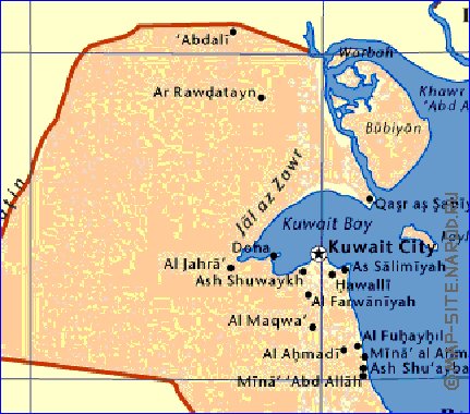 mapa de Kuwait em ingles