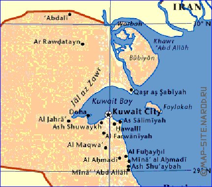 mapa de Kuwait em ingles