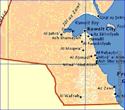 mapa de Kuwait em ingles