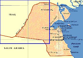 mapa de Kuwait em ingles