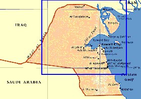 mapa de Kuwait em ingles