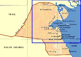 mapa de Kuwait em ingles