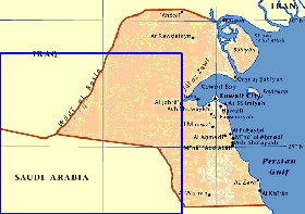 mapa de Kuwait em ingles