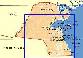 mapa de Kuwait em ingles