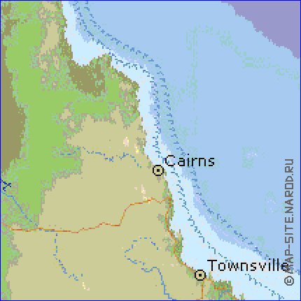 mapa de Queensland em ingles